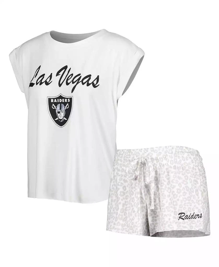 Concepts Sport Women's White, Cream Las Vegas Raiders Montana Knit T-shirt and Shorts Sleep Set 1