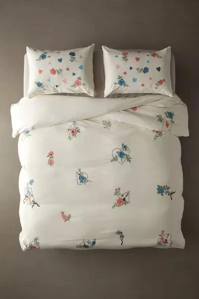 Urban Outfitters Flower Cards Embroidered Duvet Cover 2