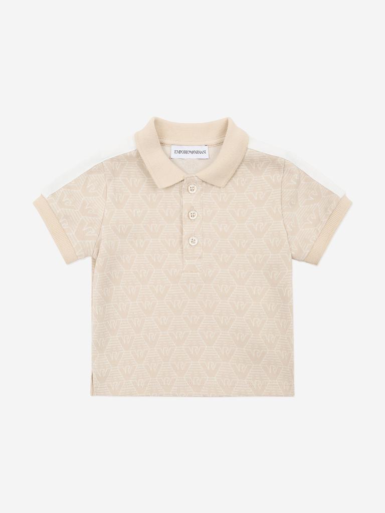 Emporio Armani Baby Boys Logo Polo Shirt in Beige