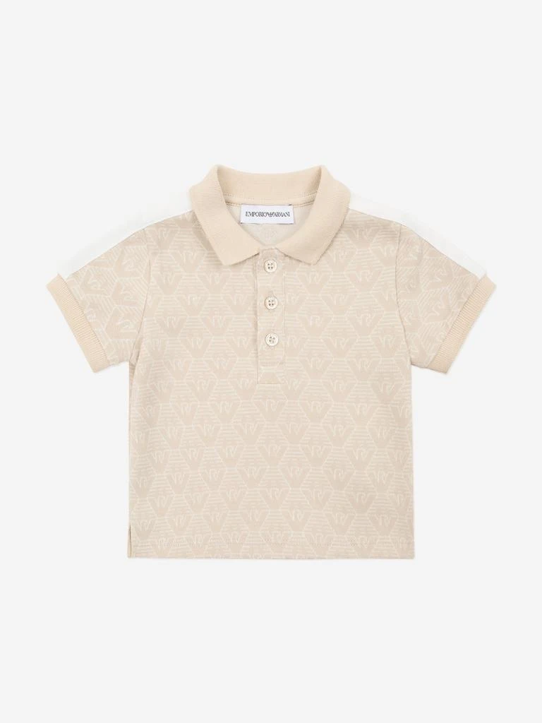 Emporio Armani Baby Boys Logo Polo Shirt in Beige 1