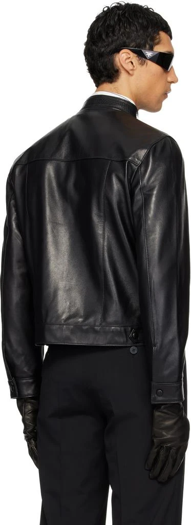 Ernest W. Baker Black Snake Trim Leather Jacket 3