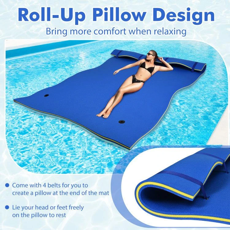 Hivvago 9' x 6' 3 Layer Floating Water Pad Foam Mat -Blue 4