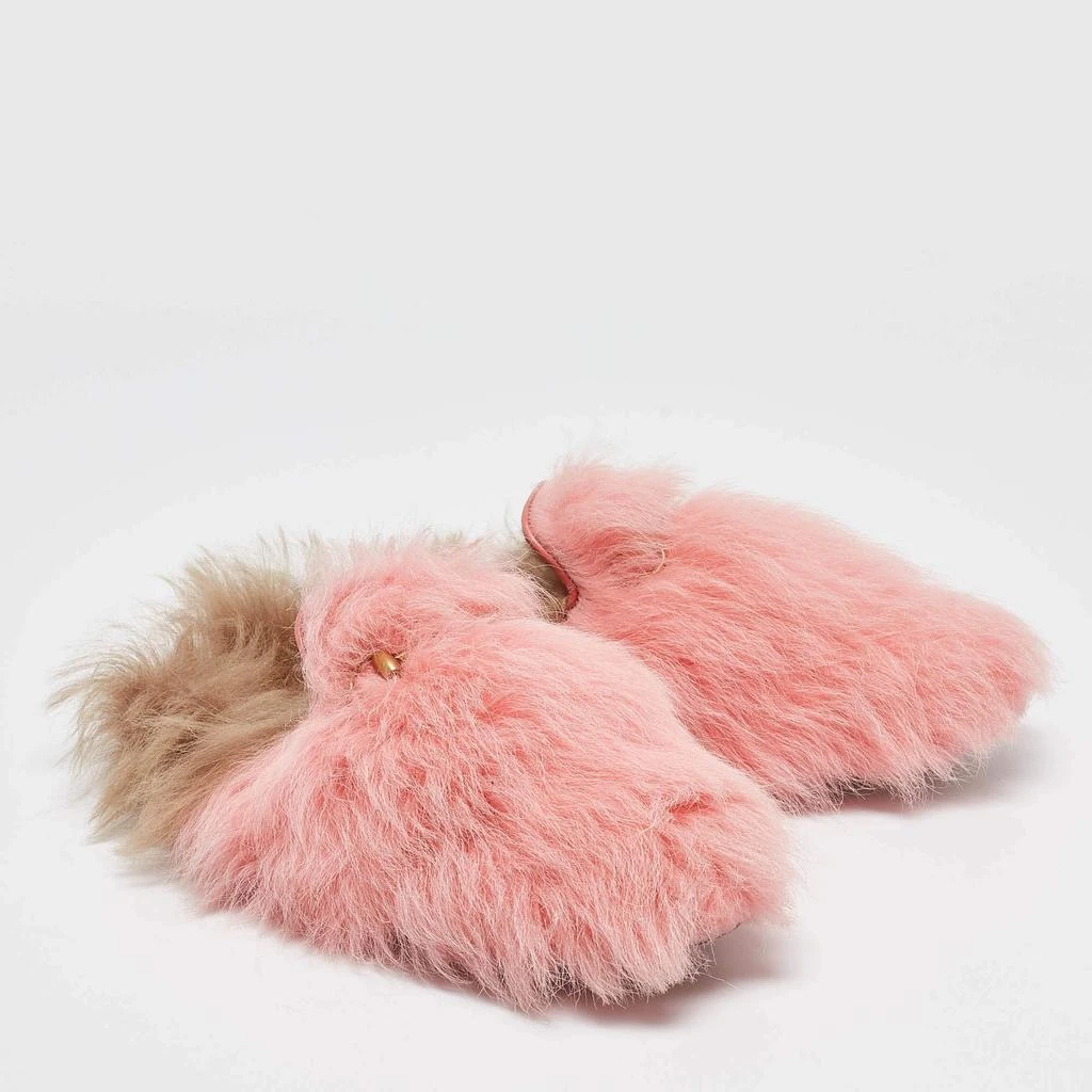 Gucci Gucci Pink Shearling Princetown Horsebit Flat Mules Size 39 4