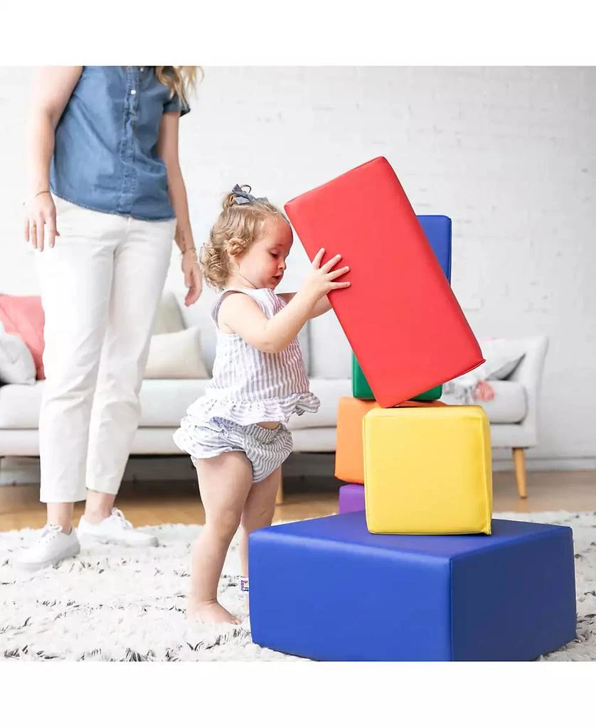 ECR4Kids SoftZone Quad Fold-N-Go Activity Mat and Patchwork Toddler Blocks, Assorted, 13-Piece 8