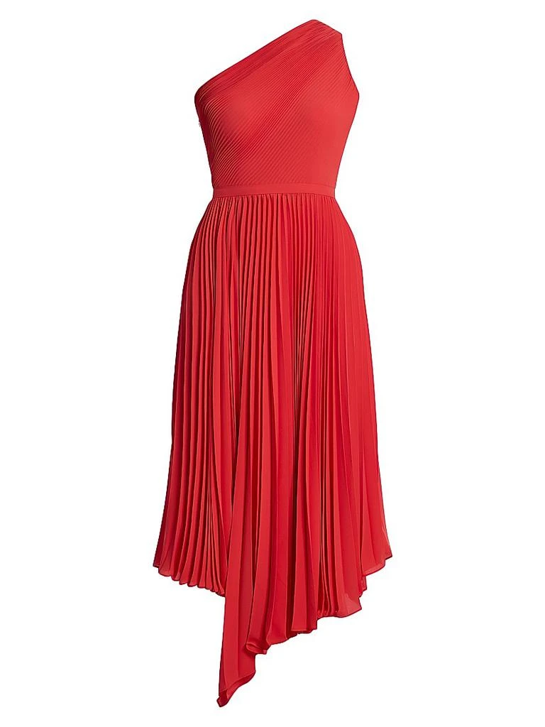 BCBG One-Shoulder Pleated Midi-Dress 1