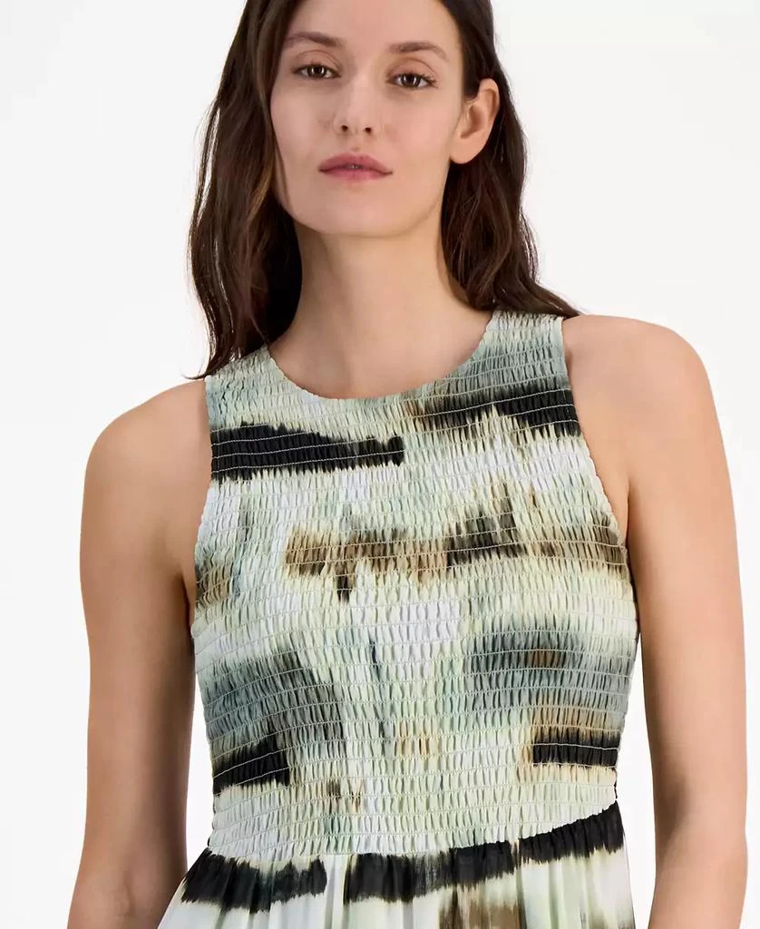 Anne Klein Petite Smocked-Bodice Tiered Sleeveless Maxi Dress 4