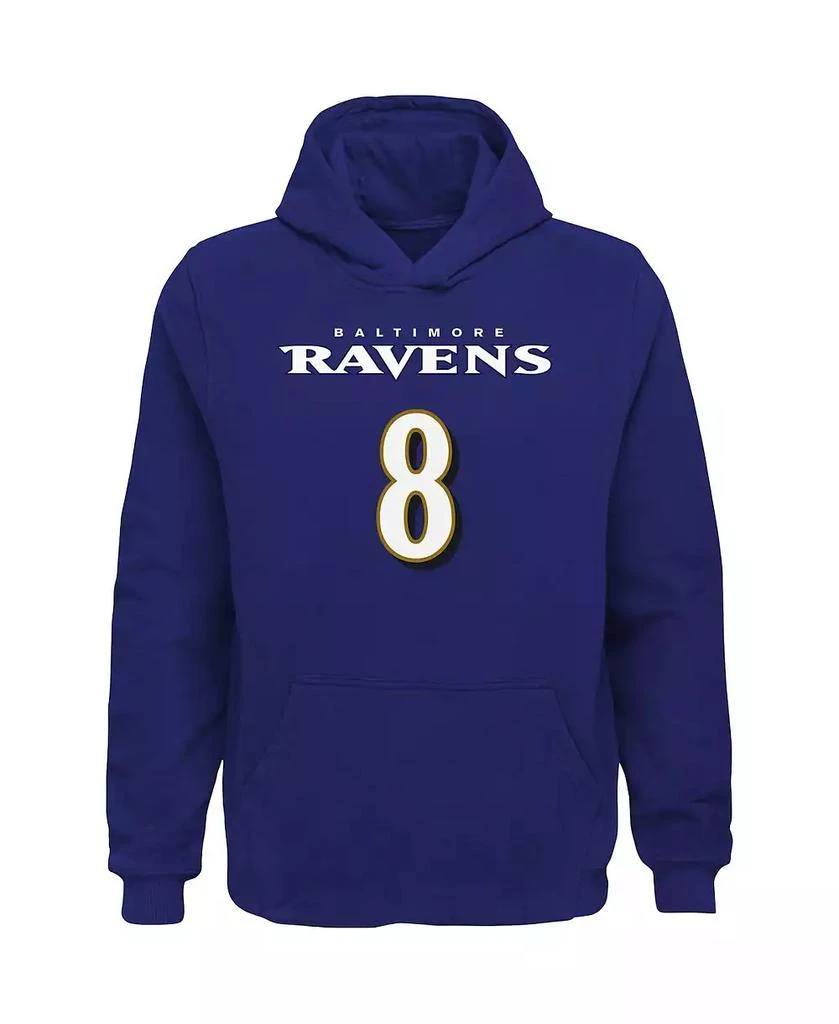 Outerstuff Big Boys Lamar Jackson Purple Baltimore Ravens Mainliner Player Name and Number Pullover Hoodie 2
