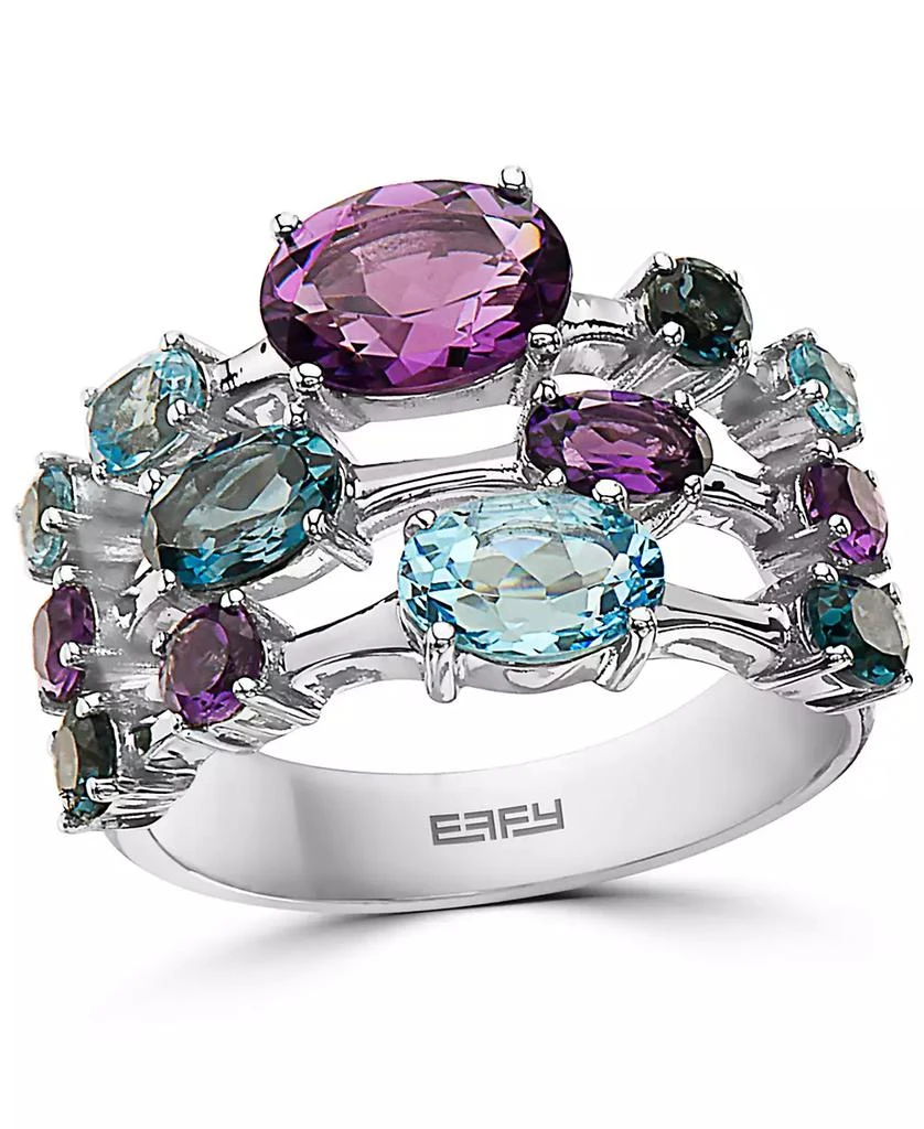 Effy EFFY® Multi-Gemstone Triple Row Statement Ring (3-3/4 ct. t.w.) in Sterling Silver 1