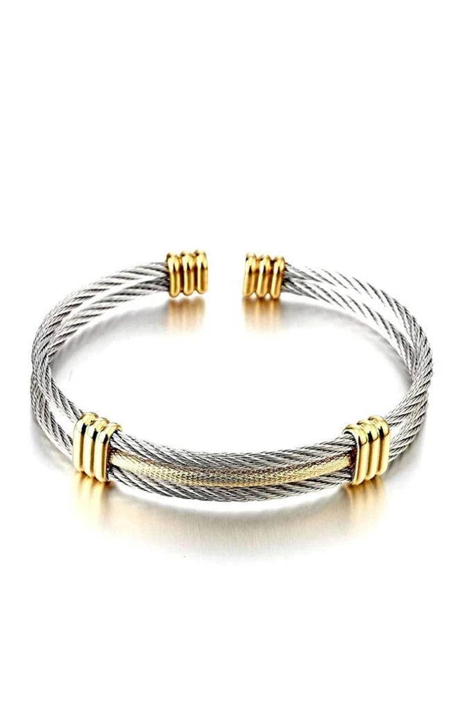 Stephen Oliver 18k Gold & Silver Two Tone Cable Cuff Bangle 1