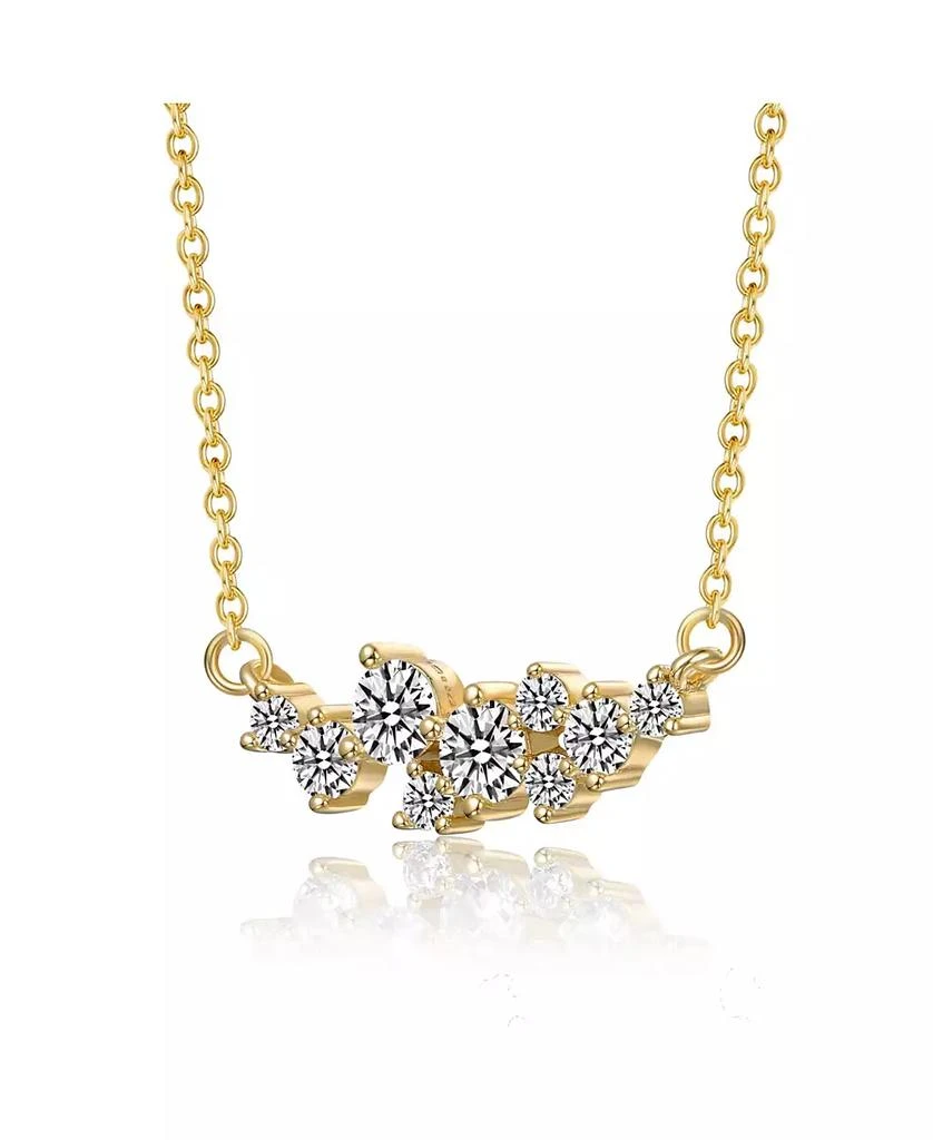 Genevive Sterling Silver 14K Gold Plated with Clear Moissanite Sleek Rectangular Pendant Necklace 3