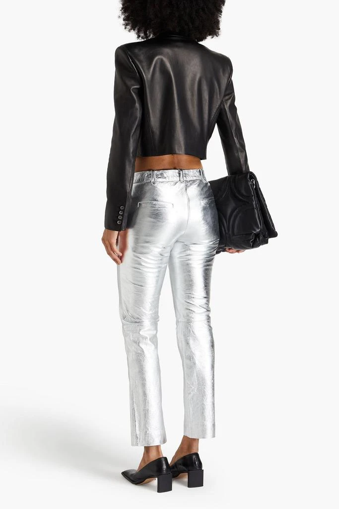 MUUBAA Crinkled metallic leather slim-leg pants 3