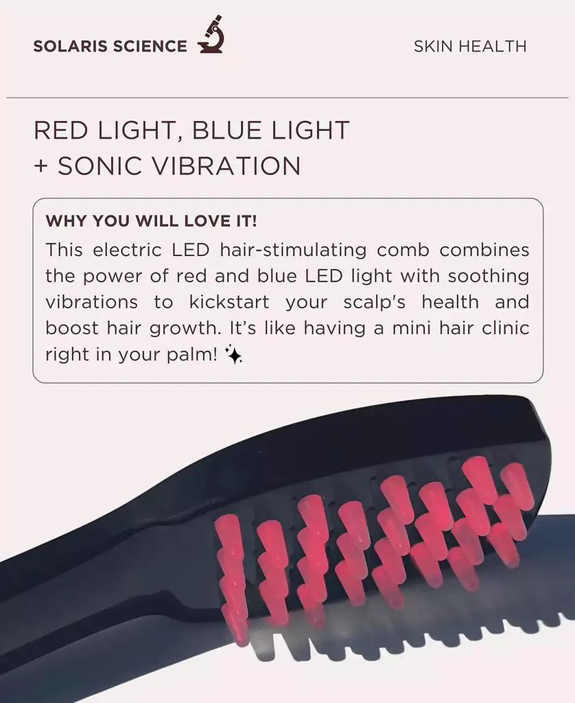 Solaris Laboratories NY Intensive Hair and Scalp LED Light Therapy Hair Brush 6
