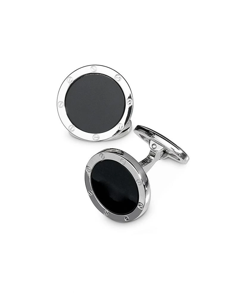 Jan Leslie Sterling Silver and Black Onyx Rivet Detail Cufflinks 1