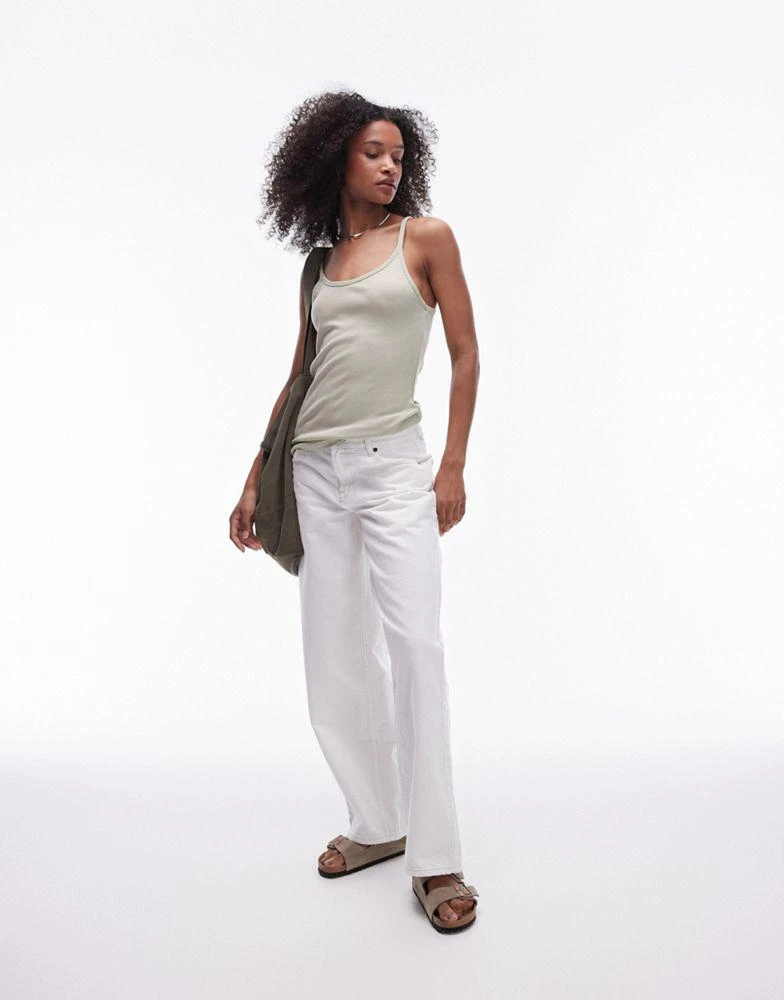 Topshop Topshop low neck racer vest in sage 2