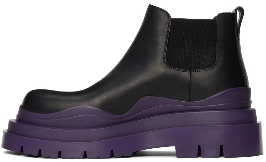 Bottega Veneta Black & Purple Low 'The Tire' Chelsea Boots 3
