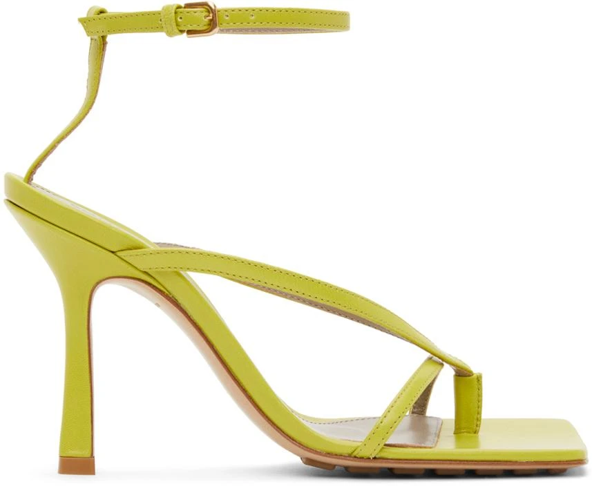 Bottega Veneta Green Strappy Stretch Heeled Sandals 1