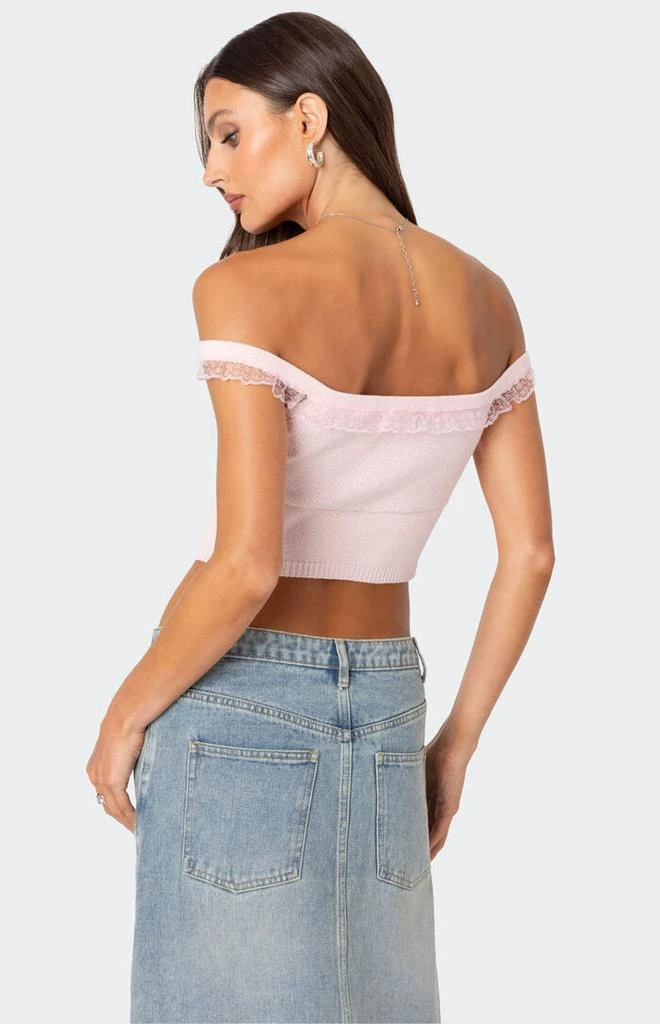 Edikted Off Shoulder Trimmed Knit Top 5