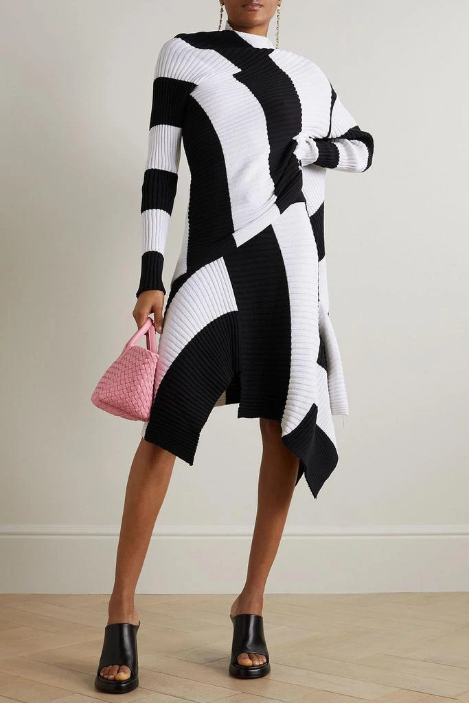 Marques Almeida Asymmetric striped ribbed cotton midi skirt 2