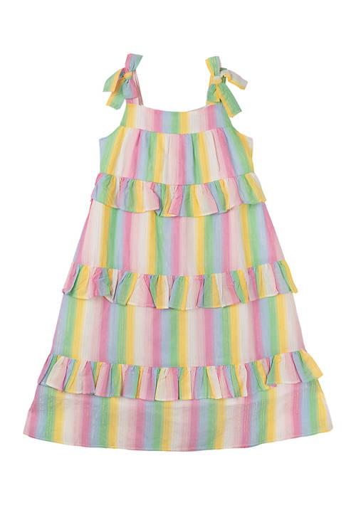 Rare Editions Editions Toddler Girls Striped Midi Ruffle Dress