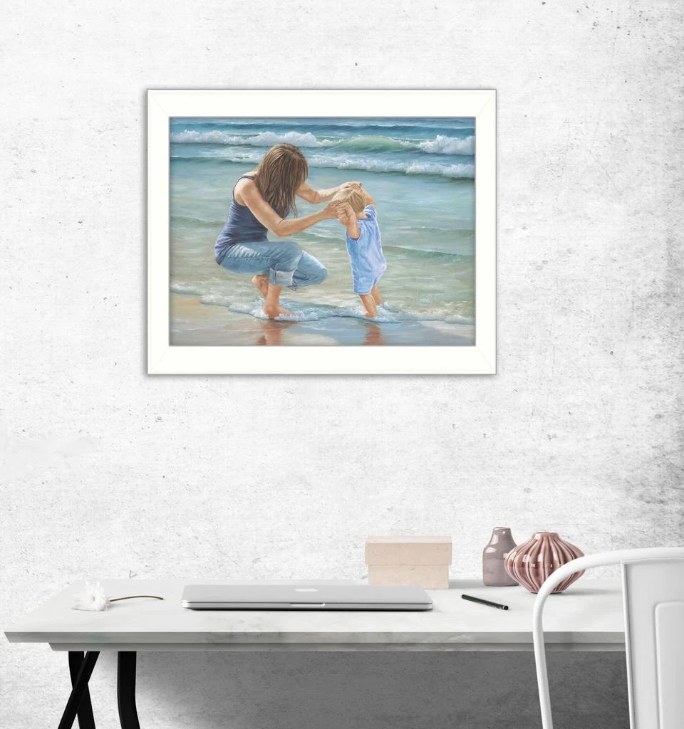 Hivvago Playing in the Water White Framed Print Wall Art 5