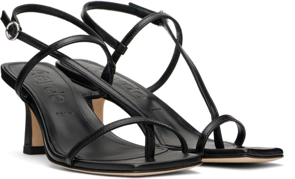 AEYDE Black Elise Leather Toe-Post Heeled Sandals 4