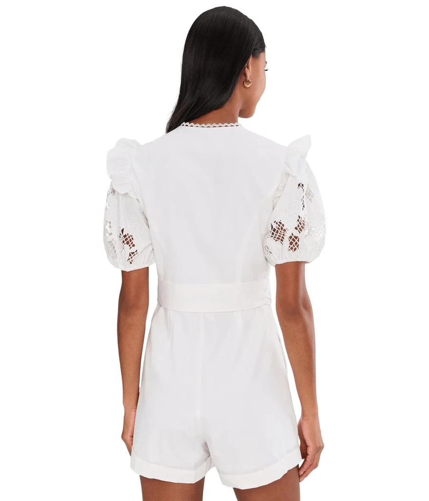 Adrianna Papell Lasercut Puff Sleeve Romper 4