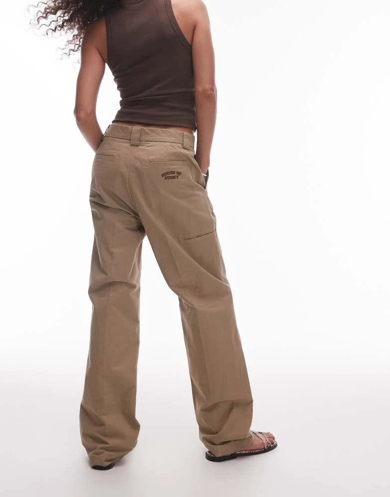 House Of Sunny House of Sunny canvas worker wide leg trousers in clay 5