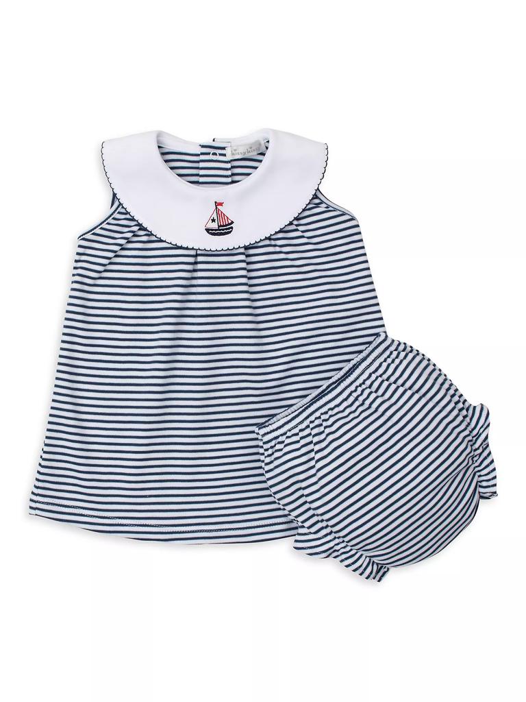 Kissy Kissy Baby Girl's Striped Collared Dress & Bloomers Set