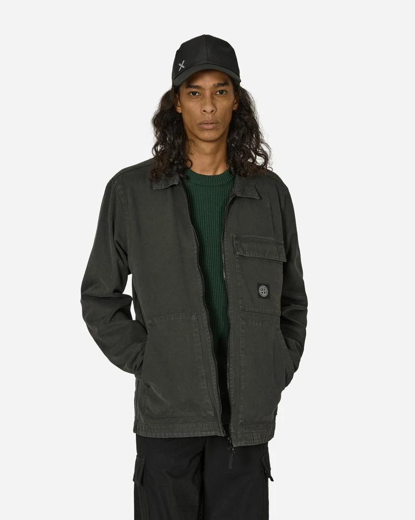 Stone Island Panama Cotton 'OLD' Effect Overshirt Lead Grey 1