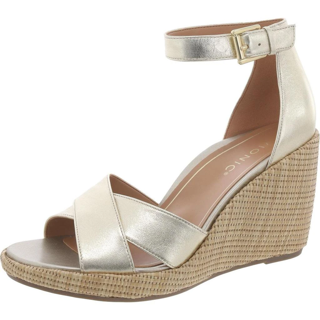 VIONIC Marina Womens Leather Platform Wedge Sandals 5