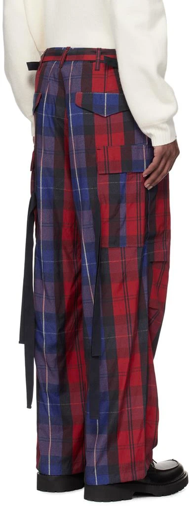 Sacai SSENSE Exclusive Red Plaid Cargo Pants 3