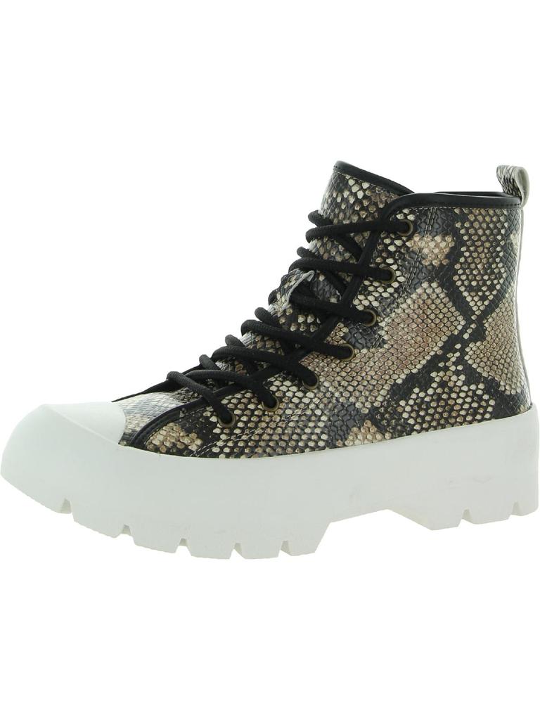 Aqua College GAIA Womens Leather Lugged Sole Ankle Boots