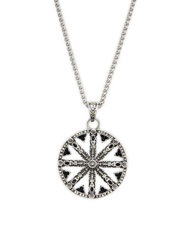 Jean Claude Stainless Steel & Beaded Wheel Of Karma Pendant Necklace 1