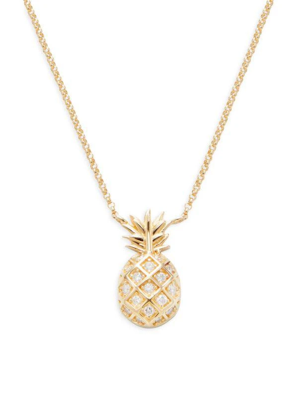 Saks Fifth Avenue 14K Yellow Gold & 0.166 TCW Diamond Pineapple Pendant Necklace/15"-18" 1