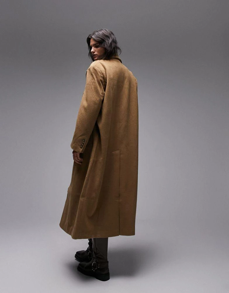 Topshop Topshop smart oversized longline coat in camel 4
