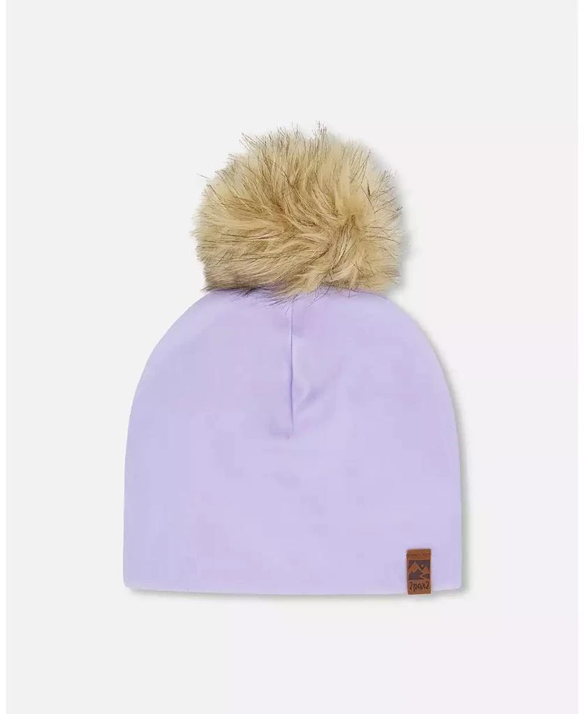 Deux par Deux Girl Stretch Jersey Hat Purple with Pompom