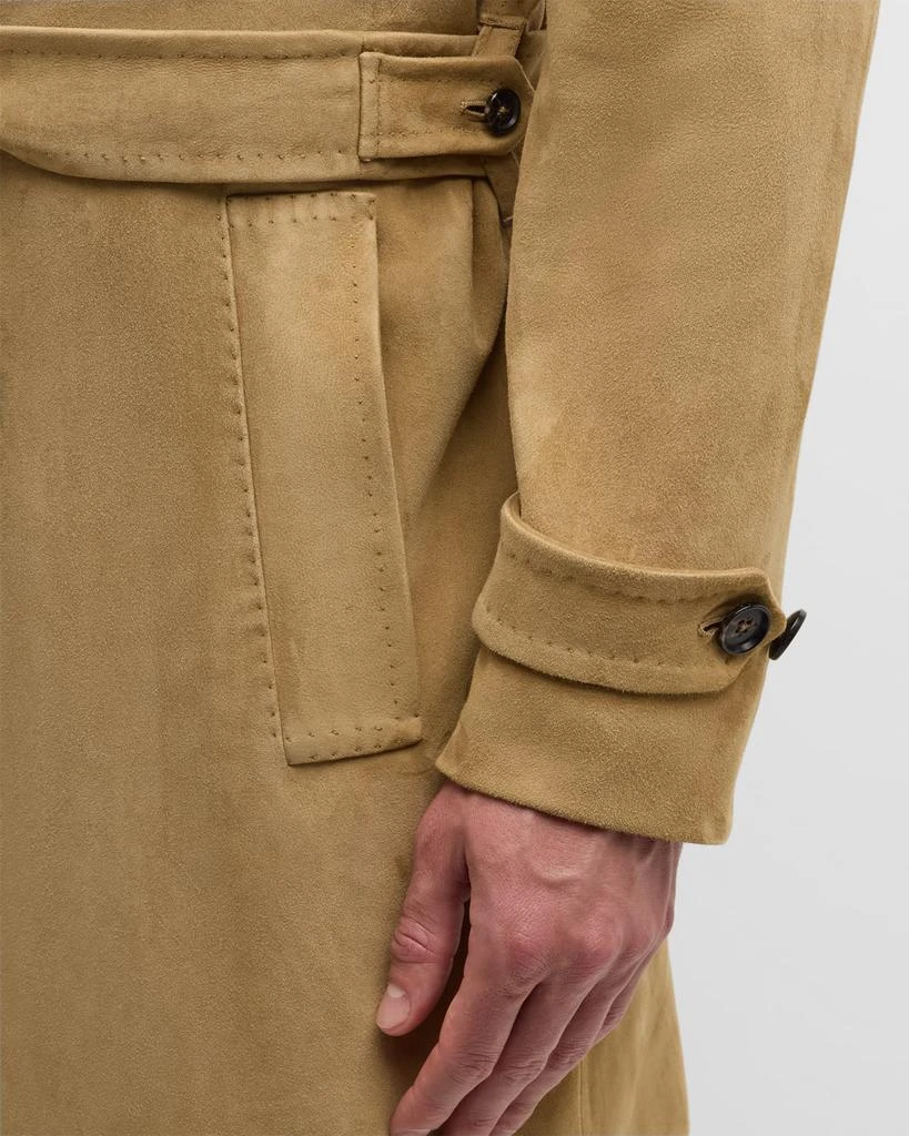 Isaia Men's Belted Suede Trench Coat 6