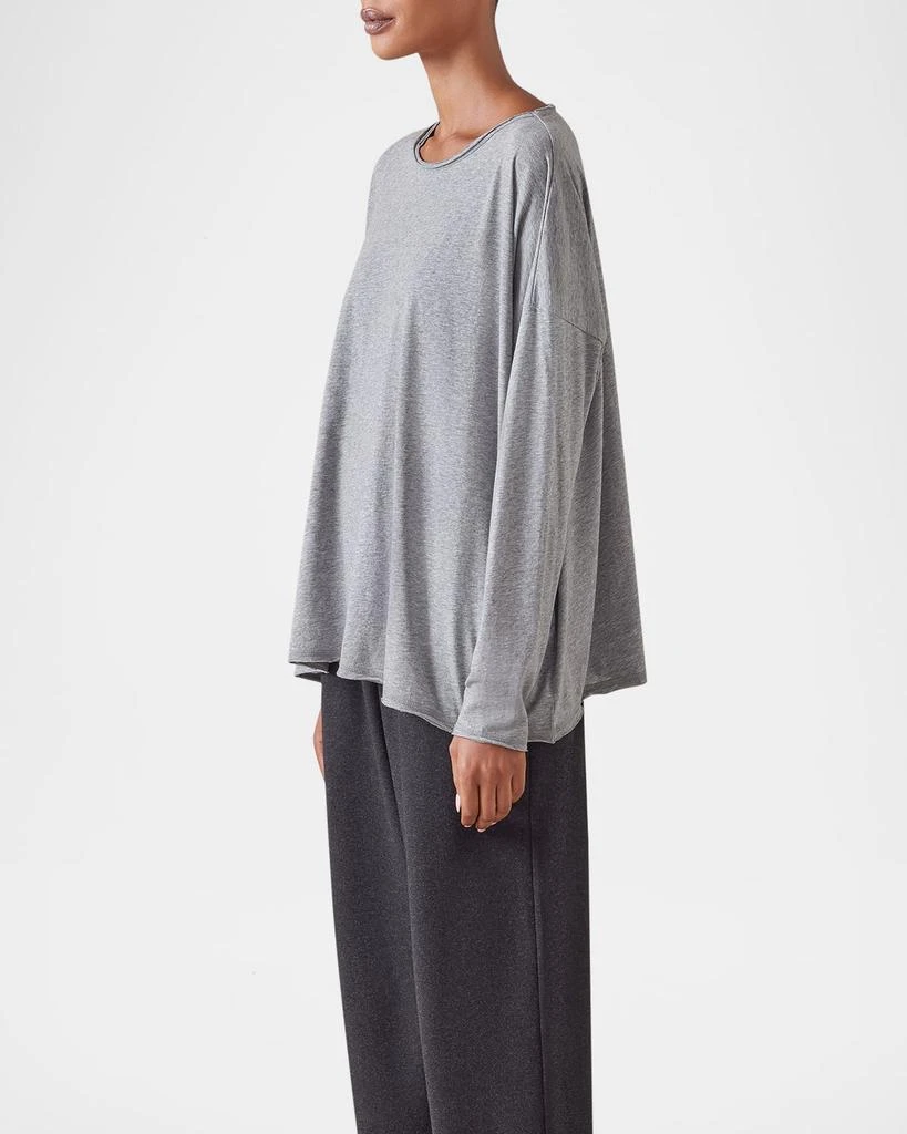 Eskandar Long Sleeve Double Edge Scoop Neck T-Shirt (Mid Plus Length) 4