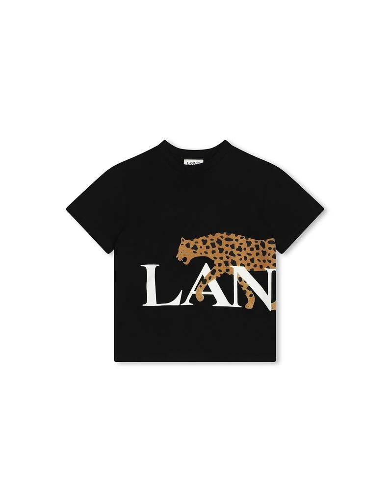 Lanvin Black T-shirt With Jaguar Print And  Logo 1