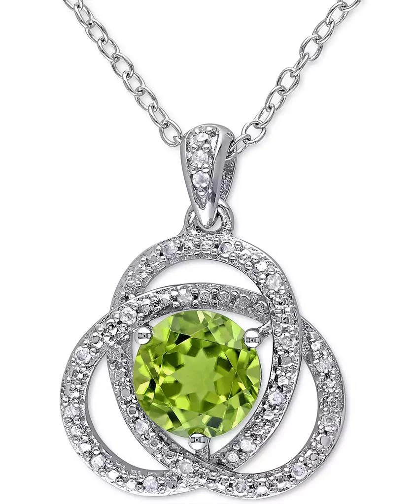 Macy's Peridot (1-1/2 ct. t.w.) & Diamond (1/10 ct. t.w.) Ven 18" Pendant Necklace in Sterling Silver 1