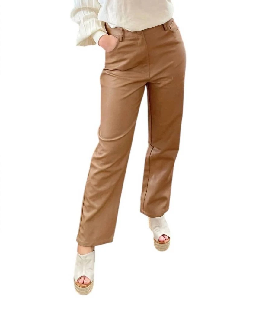 ee:some Ee:Some - Faux Leather Straight Leg Pants