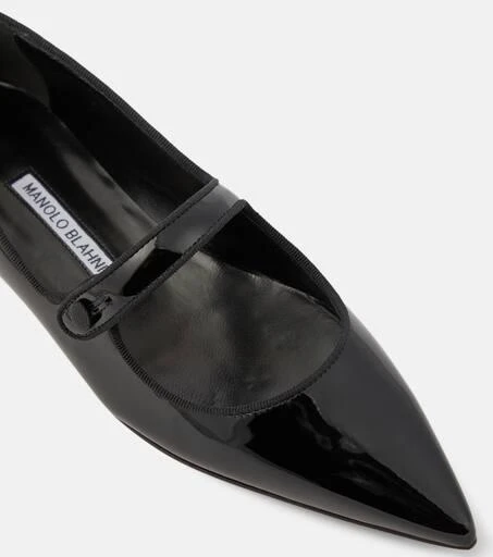 Manolo Blahnik Campari patent leather Mary Jane flats 6