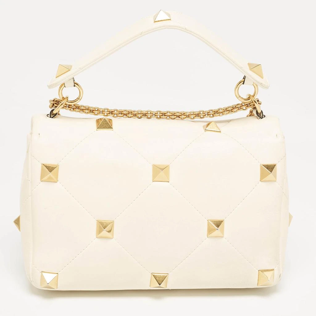 Valentino Valentino Off White Leather Large Roman Stud Top Handle Bag 4