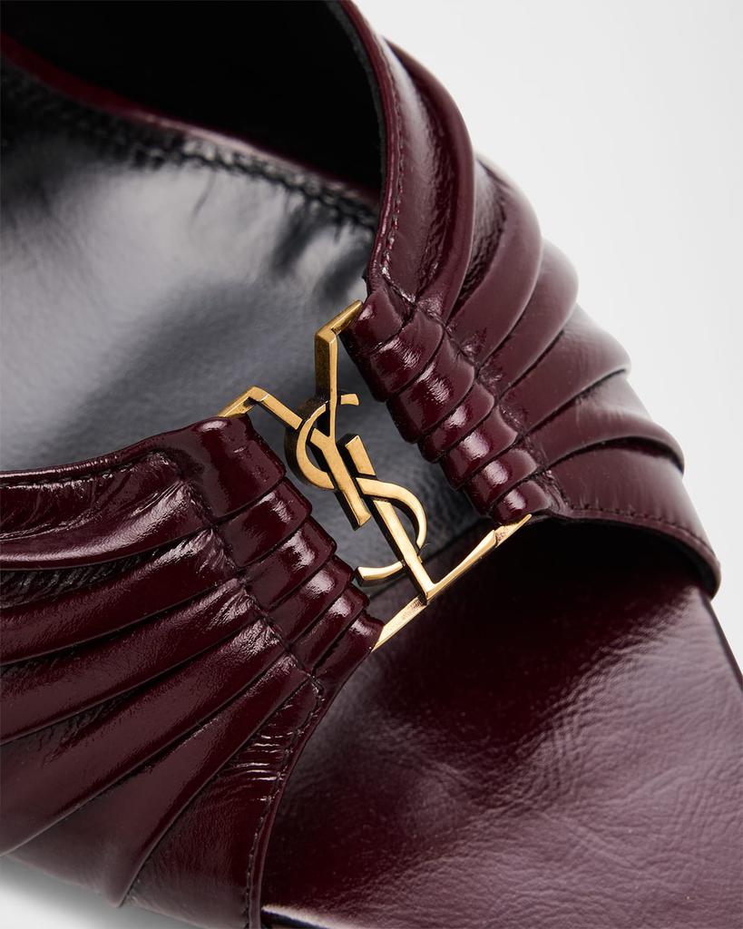 サンダル・ミュール Saint Laurent Brown Leather Babylone Sandals Saint Laurent Babylone YSL Ruched Leather Mule Sandals