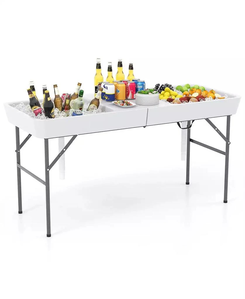 Mecale 5 FT Folding Ice Cooler Table with Double Sinks for Camping Party Picnic Wedding