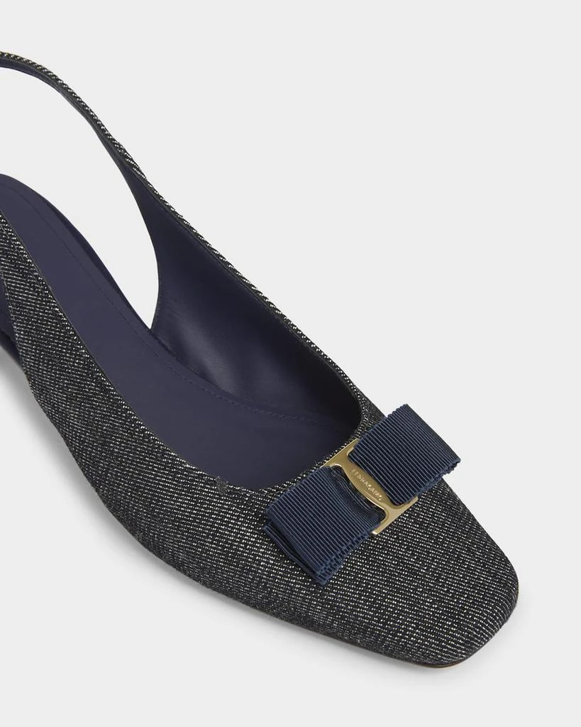 Salvatore Ferragamo Rivada Denim Bow Slingback Pumps 4