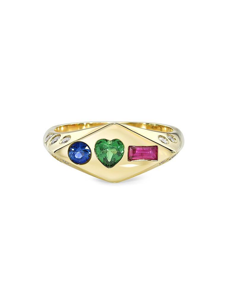 Mazahri The Poets Zan 2.0 18K Yellow Gold & Multi-Gemstone Signet Ring