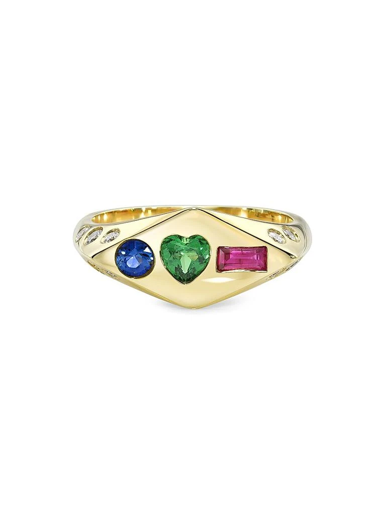 Mazahri The Poets Zan 2.0 18K Yellow Gold & Multi-Gemstone Signet Ring 1