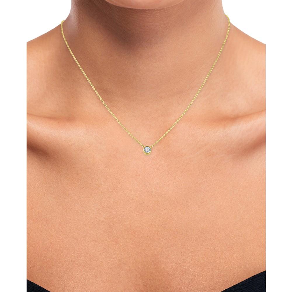 Macy's Diamond Accent Pendant Necklace in 14k Gold-Plated Sterling Silver, 16" + 2" extender