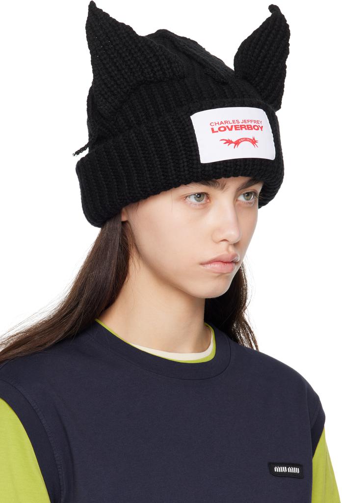 Charles Jeffrey Loverboy Black Chunky Ears Beanie